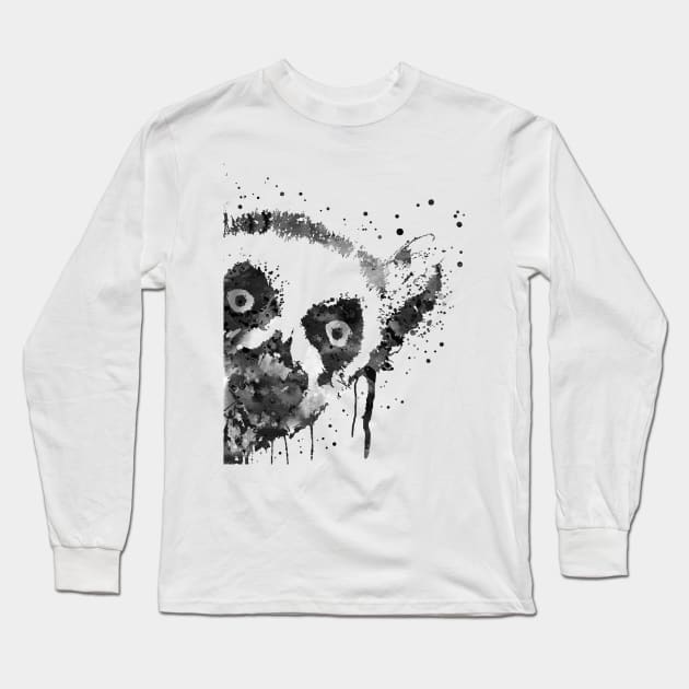 Lemur peeking Long Sleeve T-Shirt by RosaliArt